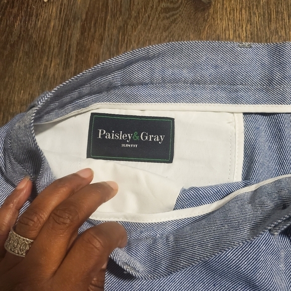 Paisley and Gray Mens Light Blue Twill Flat Front Bermuda Shorts W32 - Picture 4 of 8